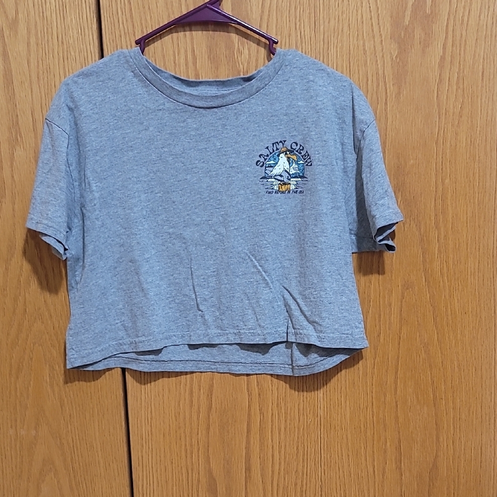 Salty Crew Gray Boxy Crop T-Shirt